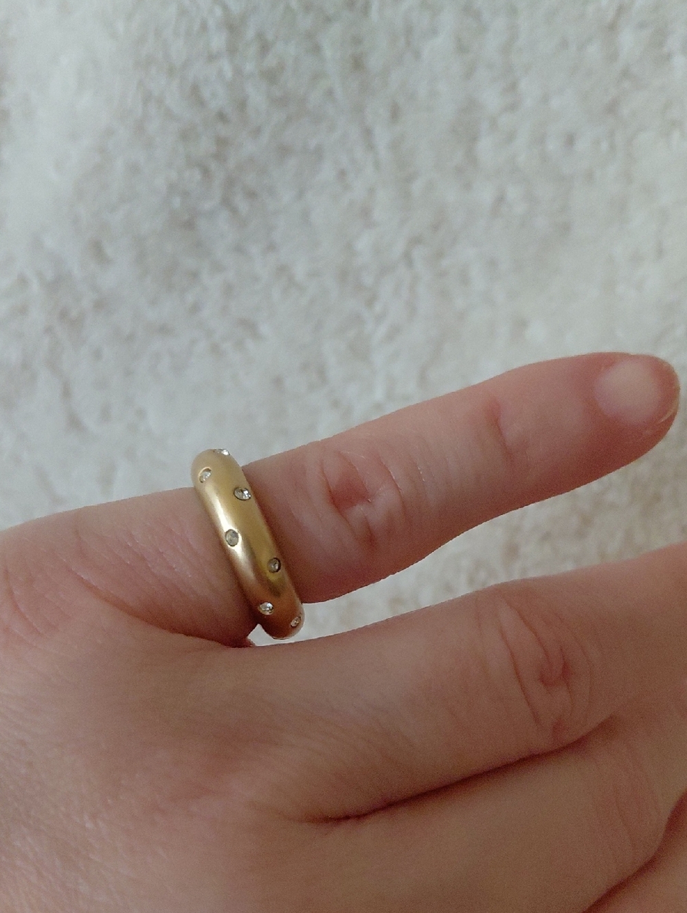 Gold Dome Ring with Embedded Crystals - Women Jewelry